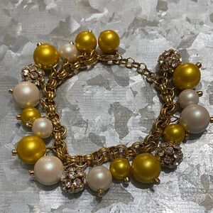 Kate Spade Gold and Yellow Pearl Bracelet CZ stones